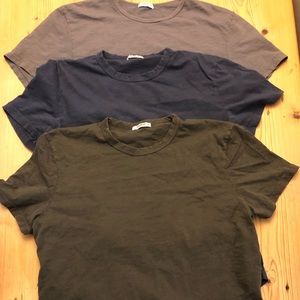 3 Buck Mason Slub Tees Medium Gray Navy Green